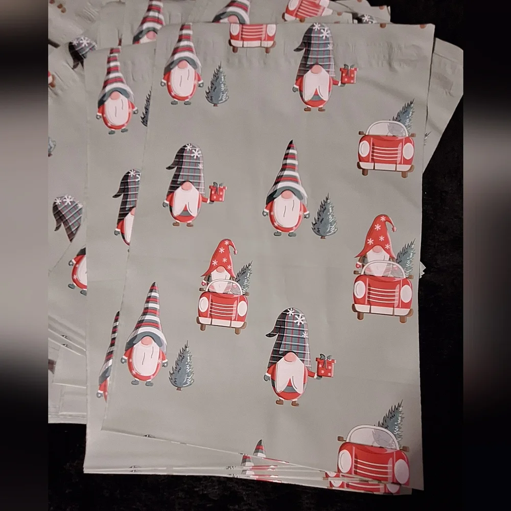 20ct. 10x13 Christmas Gnomes Polymailers Random Thank You Cards And Stickers